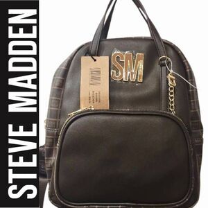 Steve Madden BHeather Block Logo Backpack w/Detachable Card Holder